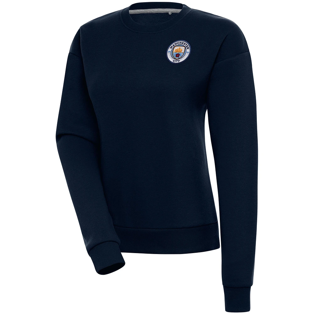 Women's Navy Manchester City Takeover Crewneck Pullover Sweatshirt