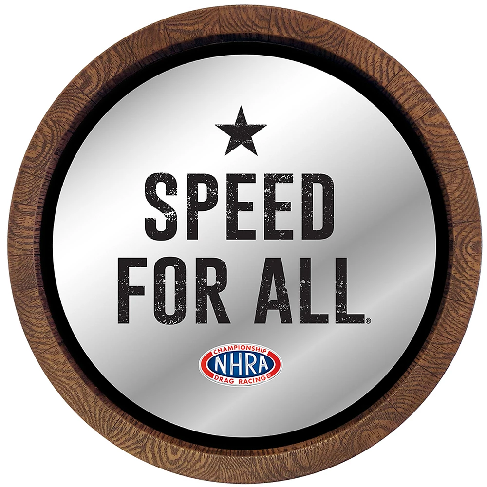 NHRA Speed For All 20.25'' Barrel Top Framed Mirror Sign