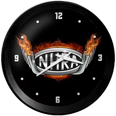 NHRA Header Pipes 15" Ribbed Frame Wall Clock