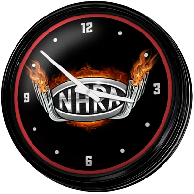 NHRA Header Pipes 18.75" Retro Lighted Wall Clock