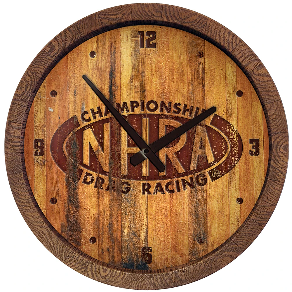 NHRA Championship Drag Racing 20.25" Faux Debossed Barrel Top Clock