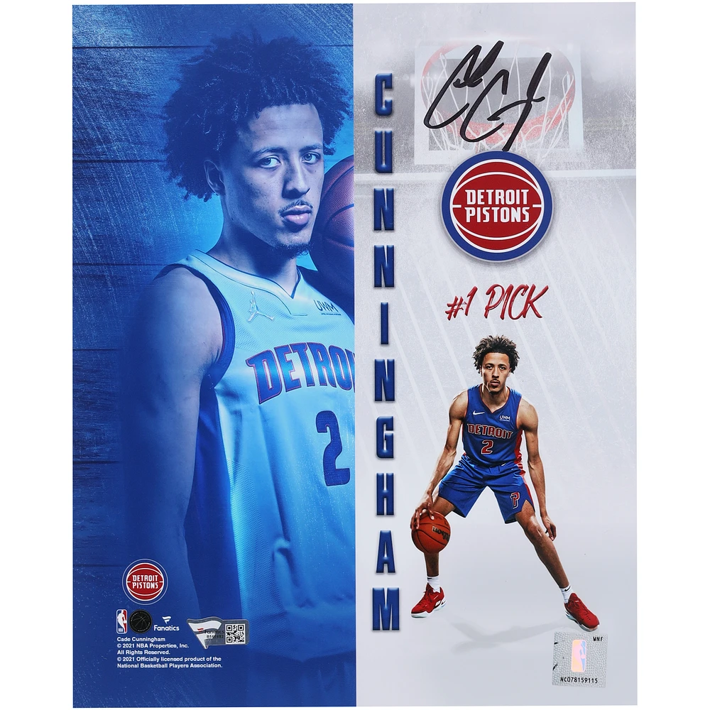 Cade Cunningham Detroit Pistons Autographed 8" x 10" 2021 NBA Draft Photograph