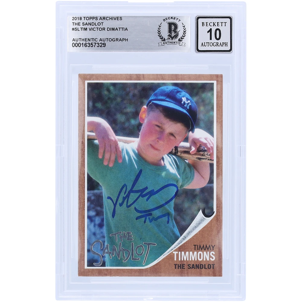 Victor DiMattia The Sandlot Autographed 2018 Topps Archives #SL-TIM BAS Authenticated 10 Card with "Timmy" Inscription
