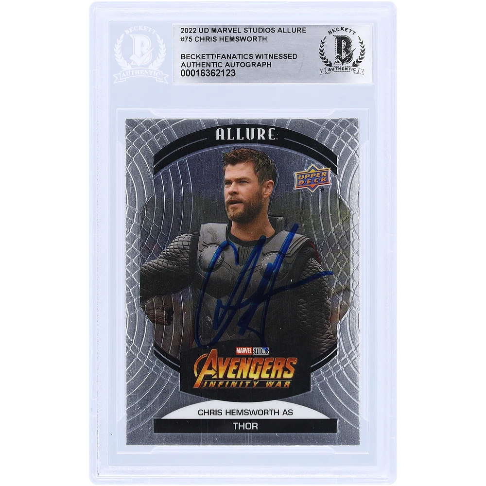 Chris Hemsworth Autographed 2022 Upper Deck Marvel Studios Allure #75 Beckett Fanatics Witnessed Authenticated Card