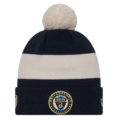 Men's New Era Navy Philadelphia Union 2024 Kick Off Collection Cuffed Knit Hat with Pom