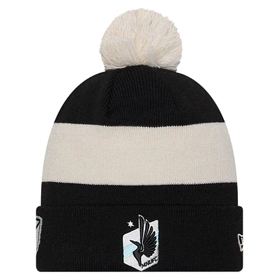 Men's New Era Black Minnesota United FC 2024 Kick Off Collection Cuffed Knit Hat with Pom
