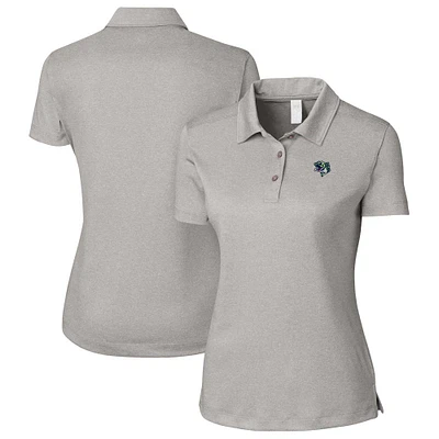 Women's Cutter & Buck Heather Gray Gwinnett Stripers Clique Charge Active Polo