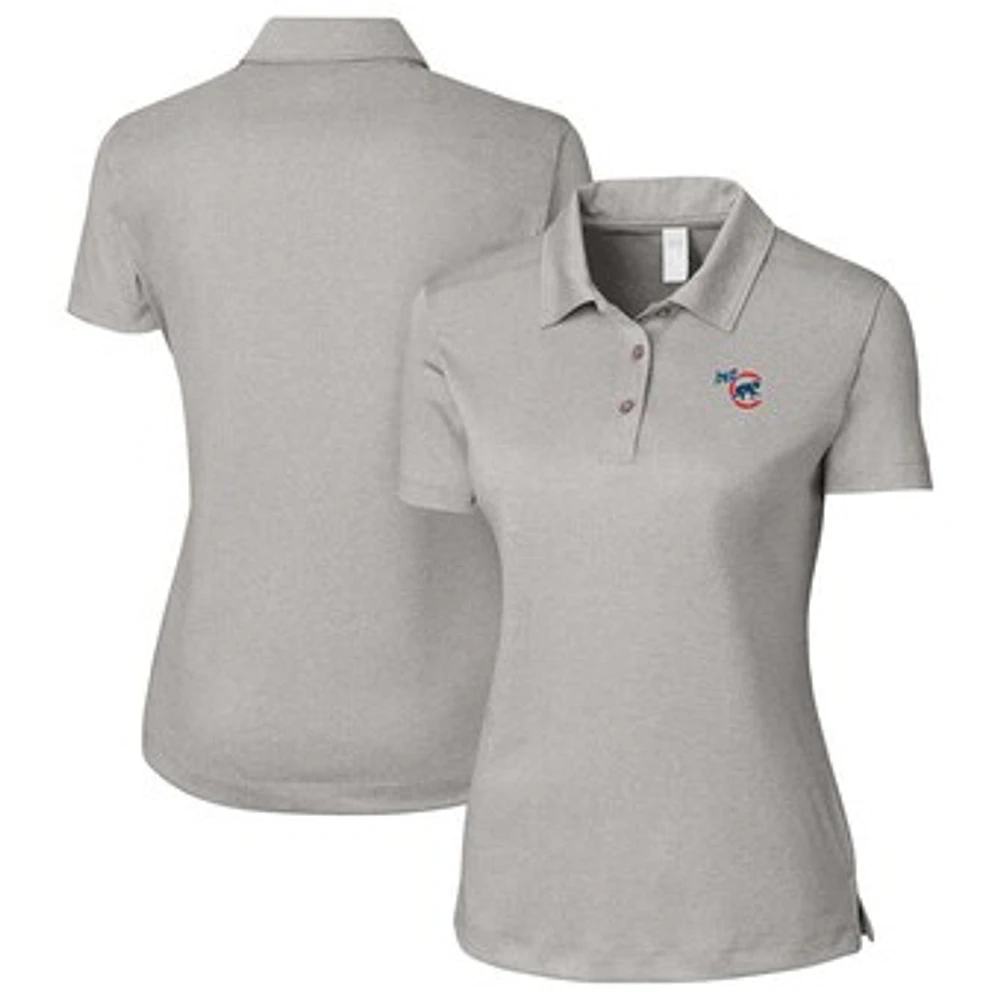 Women's Cutter & Buck Heather Gray Iowa Cubs Clique Charge Active Polo