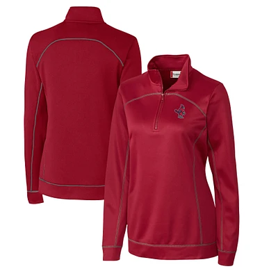 Women's Cutter & Buck Memphis Redbirds Clique Helsa Performance Half-Zip Sweatshirt