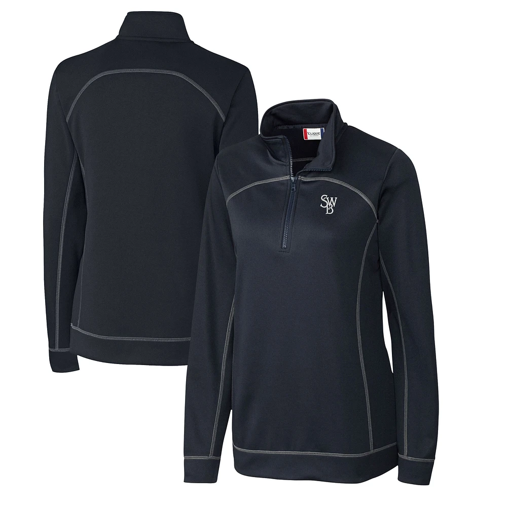 Women's Cutter & Buck Navy Scranton Wilkes-Barre RailRiders Clique Helsa Performance Half-Zip Sweatshirt