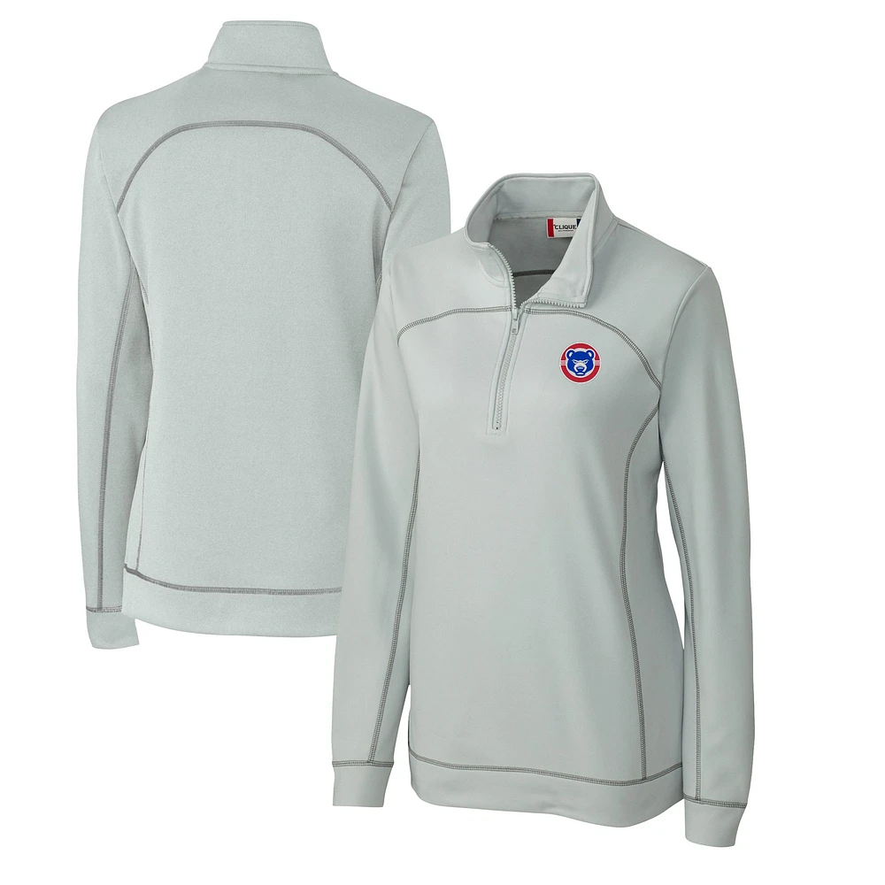 Women's Cutter & Buck Gray South Bend Cubs Clique Helsa Performance Half-Zip Sweatshirt