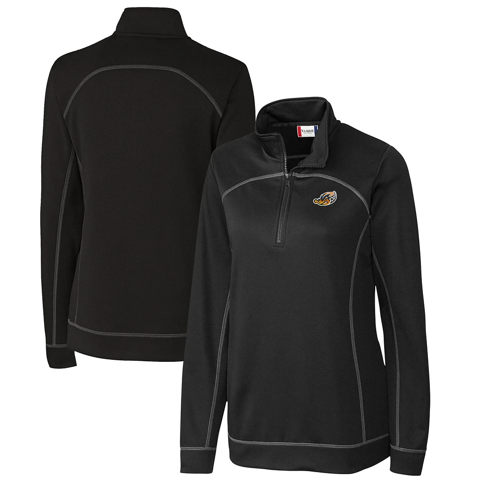 Women's Cutter & Buck Akron RubberDucks Clique Helsa Performance Half-Zip Sweatshirt
