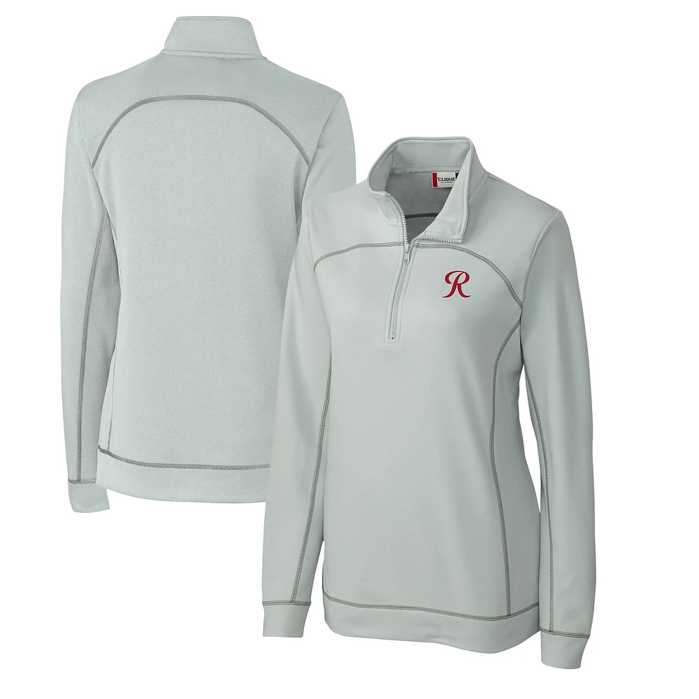 Women's Cutter & Buck Gray Tacoma Rainiers Clique Helsa Performance Half-Zip Sweatshirt