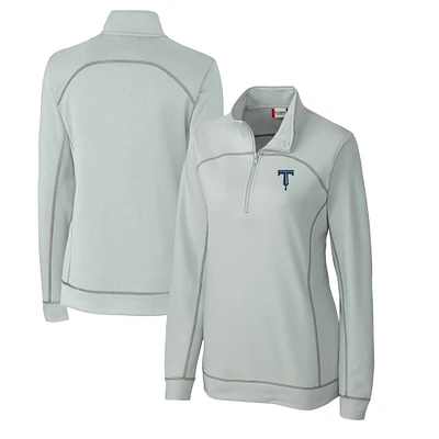 Women's Cutter & Buck Gray Tulsa Drillers Clique Helsa Performance Half-Zip Sweatshirt