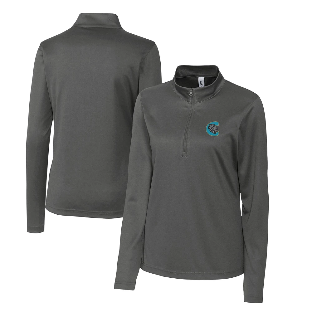 Women's Cutter & Buck Steel Charlotte Knights Clique Spin Eco Performance Half-Zip