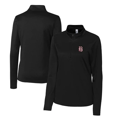 Women's Cutter & Buck Black Birmingham Barons Clique Spin Eco Performance Half-Zip