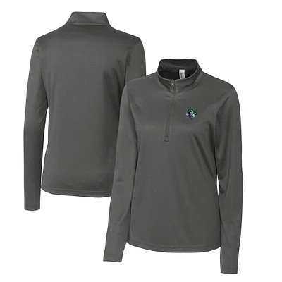 Women's Cutter & Buck Steel Gwinnett Stripers Clique Spin Eco Performance Half-Zip