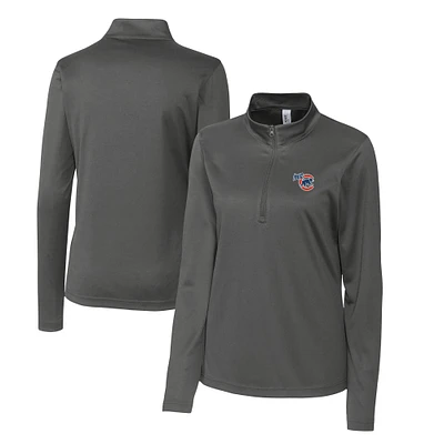 Women's Cutter & Buck Steel Iowa Cubs Clique Spin Eco Performance Half-Zip