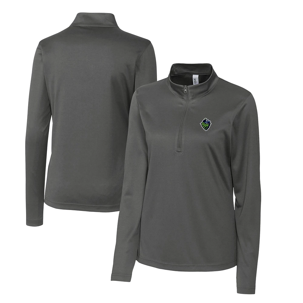 Women's Cutter & Buck Steel Hillsboro Hops Clique Spin Eco Performance Half-Zip