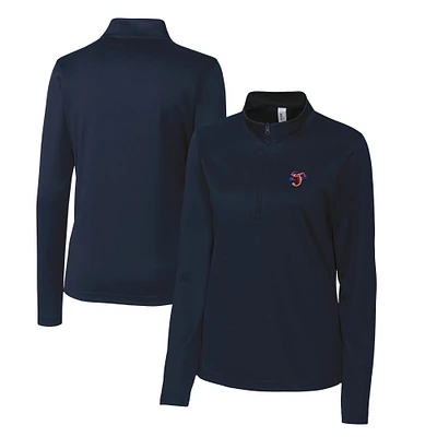 Women's Cutter & Buck Navy Jacksonville Jumbo Shrimp Clique Spin Eco Performance Half-Zip