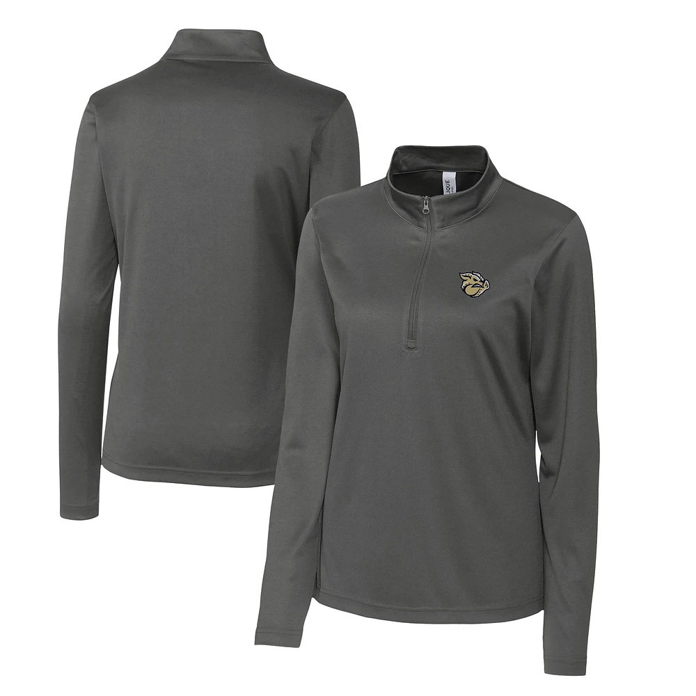 Women's Cutter & Buck Steel Lehigh Valley IronPigs Clique Spin Eco Performance Half-Zip