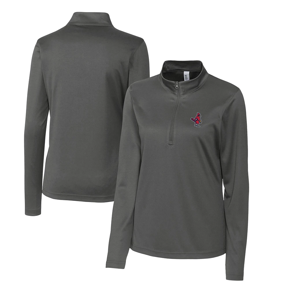 Women's Cutter & Buck Steel Memphis Redbirds Clique Spin Eco Performance Half-Zip