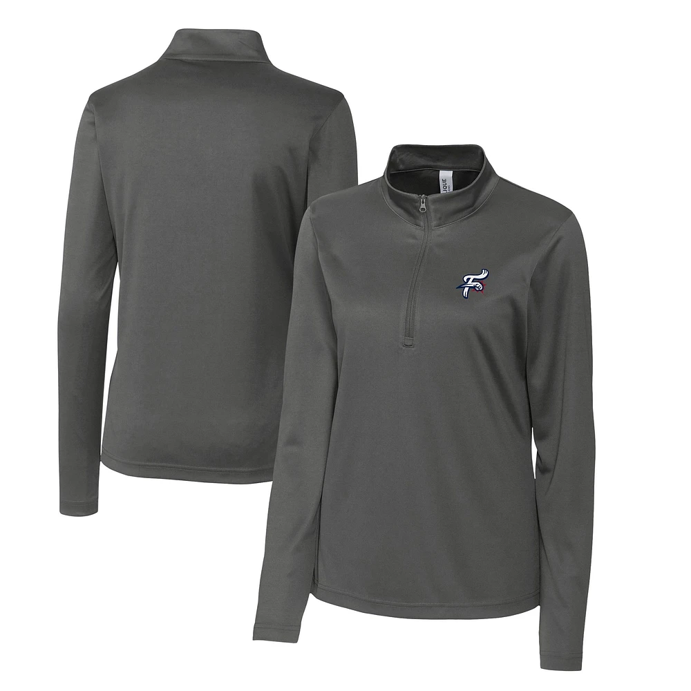 Women's Cutter & Buck Steel Reading Fightin Phils Clique Spin Eco Performance Half-Zip
