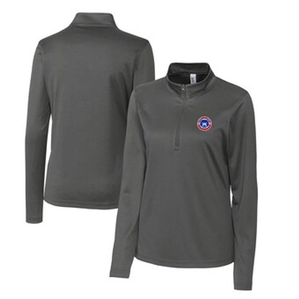 Women's Cutter & Buck Steel South Bend Cubs Clique Spin Eco Performance Half-Zip