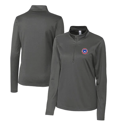 Women's Cutter & Buck Steel South Bend Cubs Clique Spin Eco Performance Half-Zip