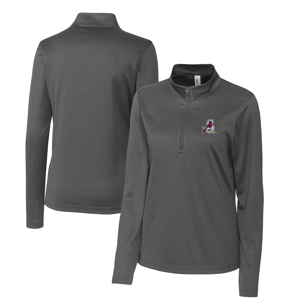 Women's Cutter & Buck Steel Springfield Cardinals Clique Spin Eco Performance Half-Zip