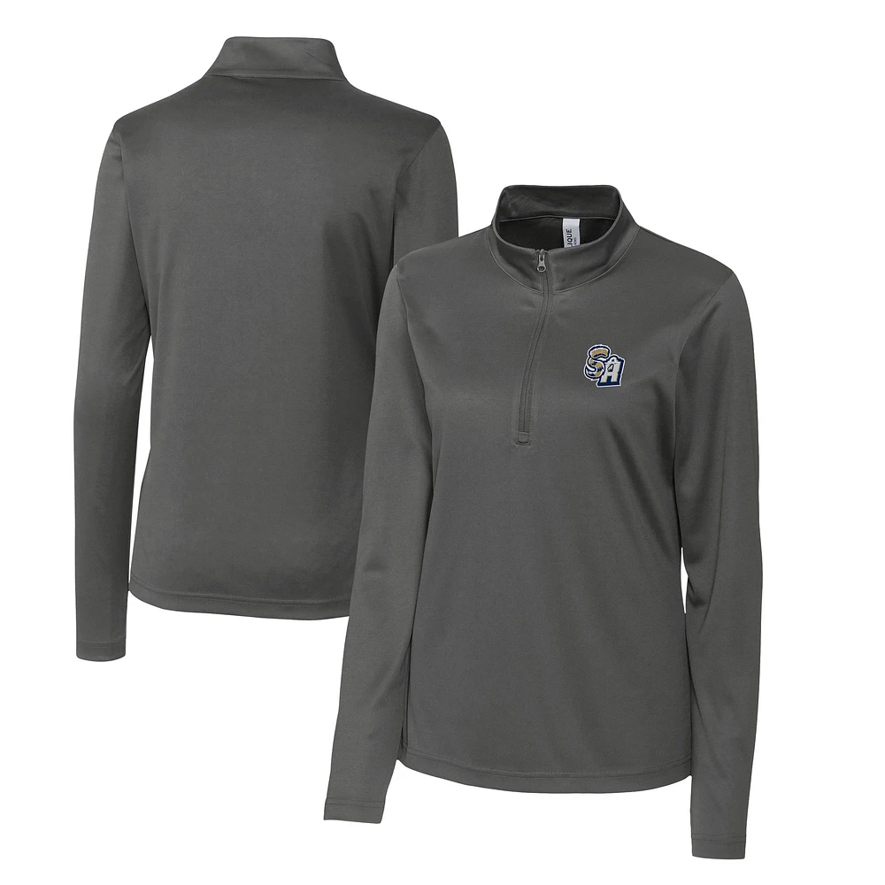 Women's Cutter & Buck Steel San Antonio Missions Clique Spin Eco Performance Half-Zip