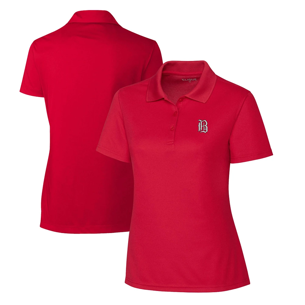 Women's Cutter & Buck Red Birmingham Barons Clique Spin Eco Performance Pique Polo