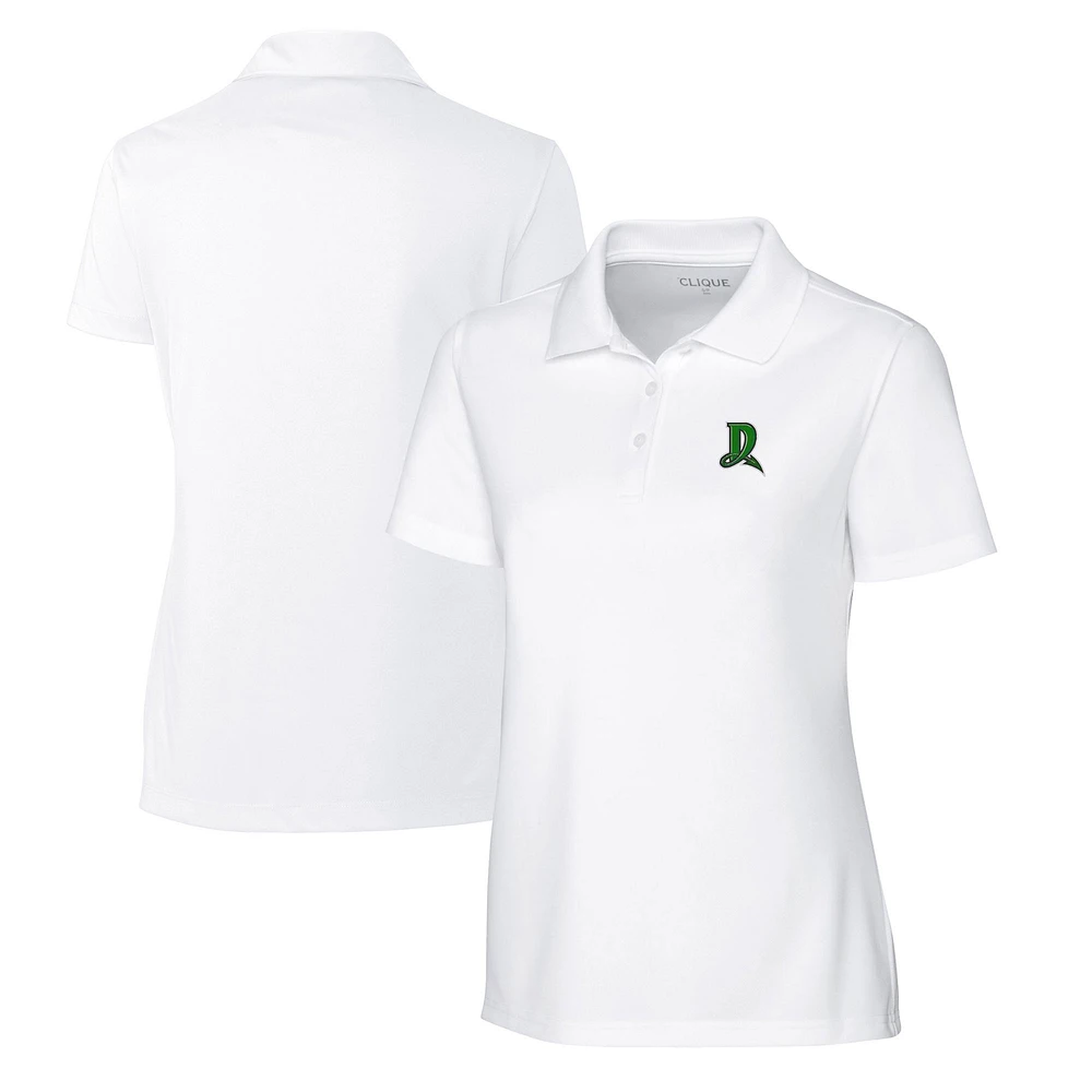 Women's Cutter & Buck White Dayton Dragons Clique Spin Eco Performance Pique Polo