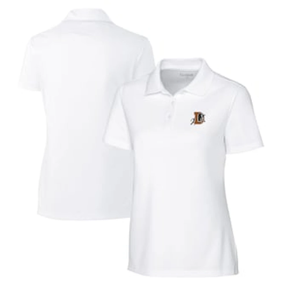 Women's Cutter & Buck White Durham Bulls Clique Spin Eco Performance Pique Polo