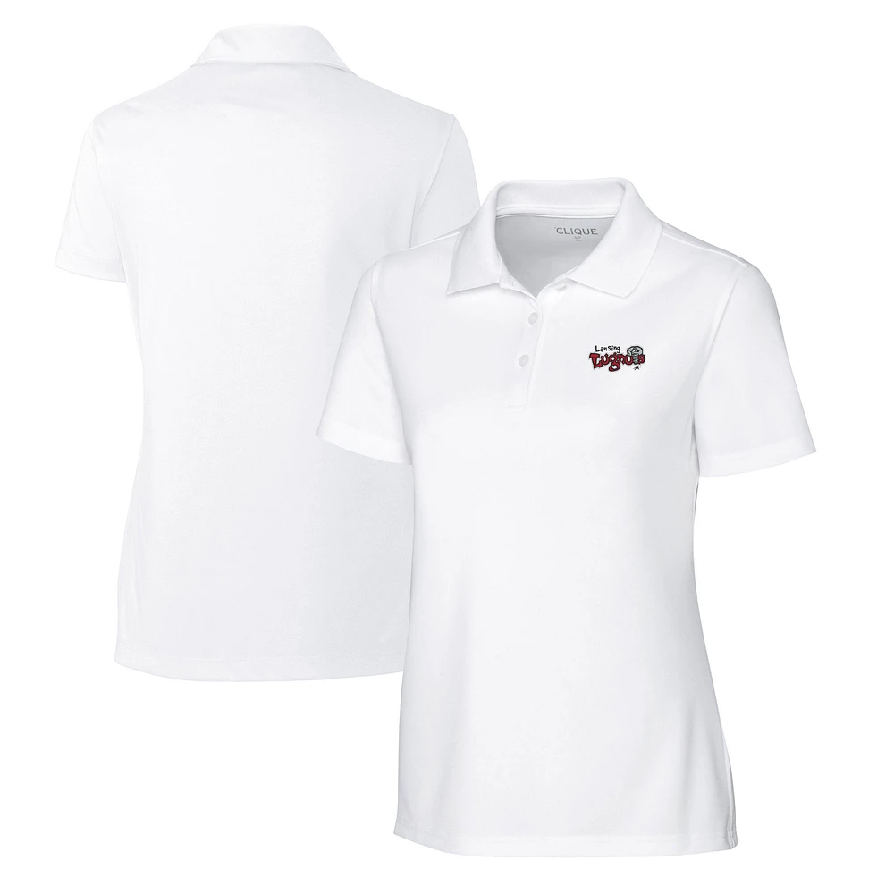 Women's Cutter & Buck White Lansing Lugnuts Clique Spin Eco Performance Pique Polo