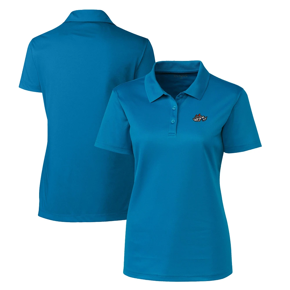 Women's Cutter & Buck Aqua Rocket City Trash Pandas Clique Spin Eco Performance Pique Polo