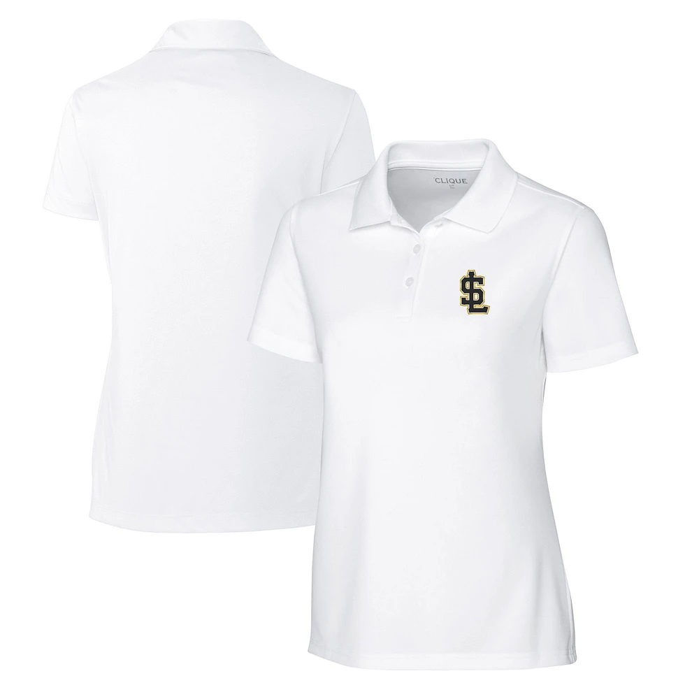 Women's Cutter & Buck White Salt Lake Bees Clique Spin Eco Performance Pique Polo