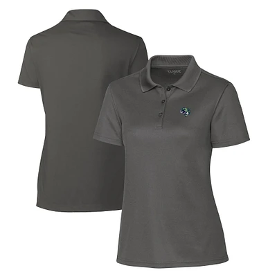 Women's Cutter & Buck Steel Gwinnett Stripers Clique Spin Eco Performance Pique Polo