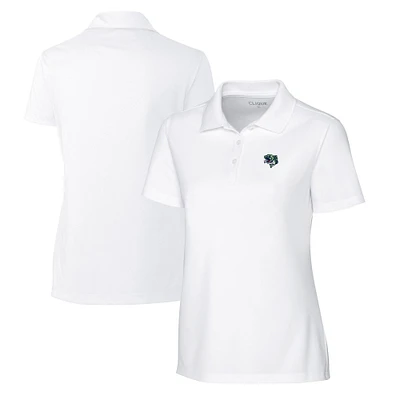 Women's Cutter & Buck White Gwinnett Stripers Clique Spin Eco Performance Pique Polo