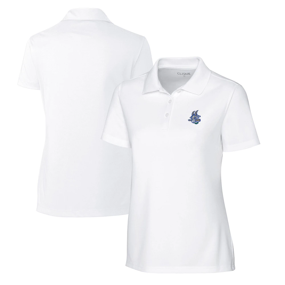 Women's Cutter & Buck White Hartford Yard Goats Clique Spin Eco Performance Pique Polo