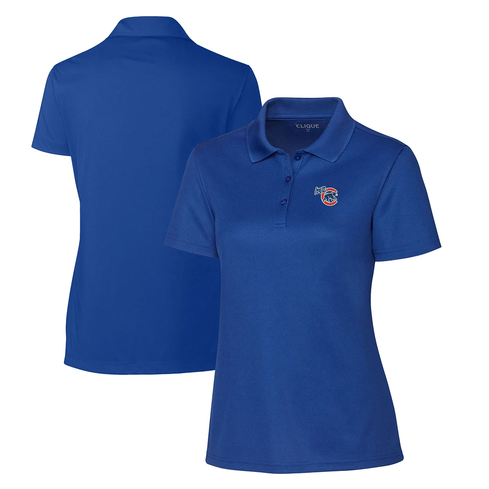 Women's Cutter & Buck Blue Iowa Cubs Clique Spin Eco Performance Pique Polo