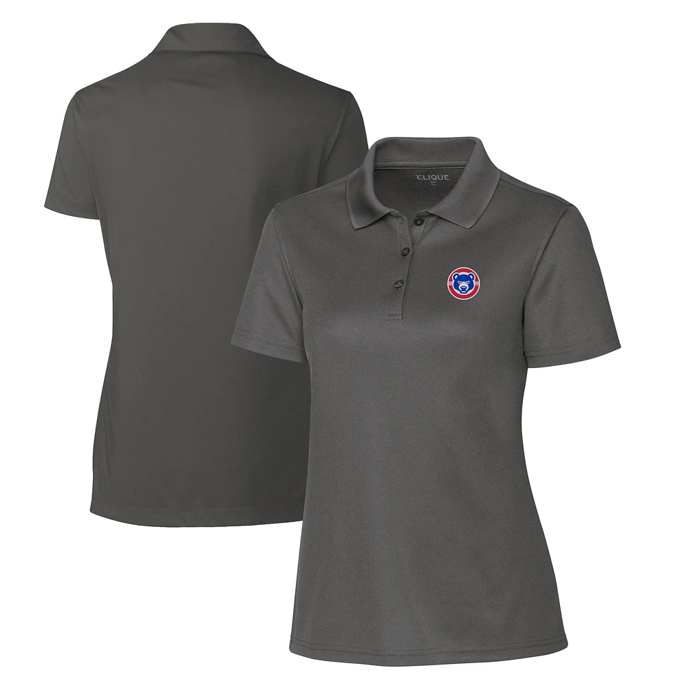 Women's Cutter & Buck Steel South Bend Cubs Clique Spin Eco Performance Pique Polo