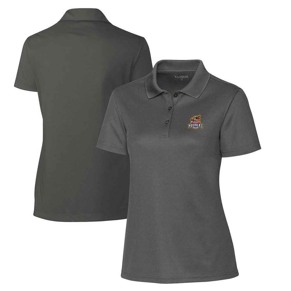 Women's Cutter & Buck Steel Toledo Mud Hens Clique Spin Eco Performance Pique Polo