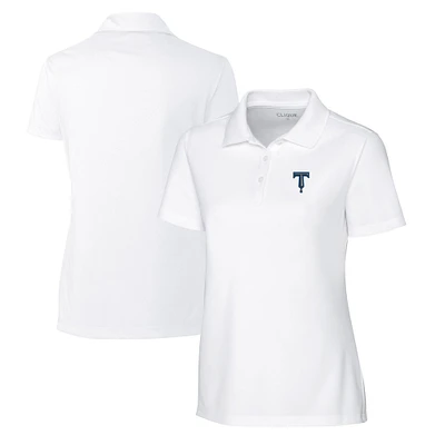 Women's Cutter & Buck White Tulsa Drillers Clique Spin Eco Performance Pique Polo