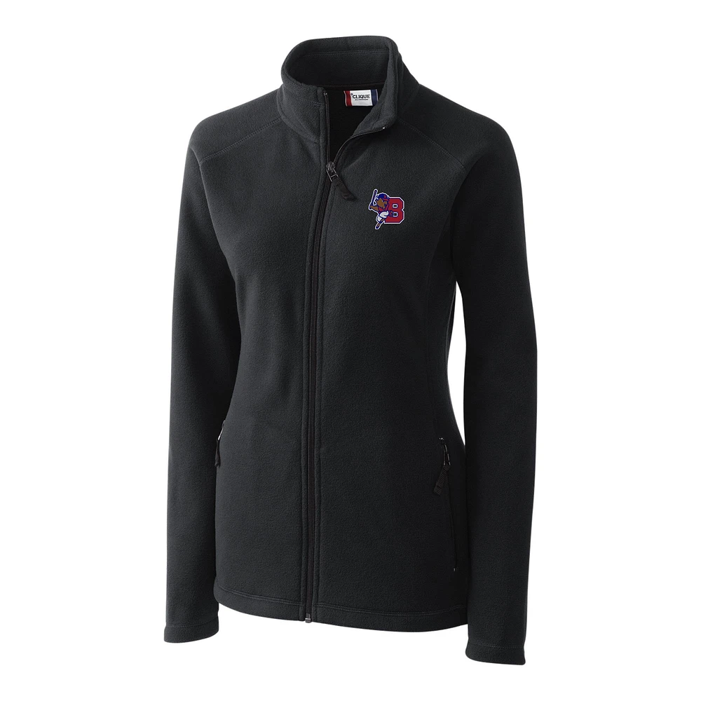 Women's Cutter & Buck Charcoal Buffalo Bisons Clique Summit Performance Fleece Raglan Full-Zip Jacket