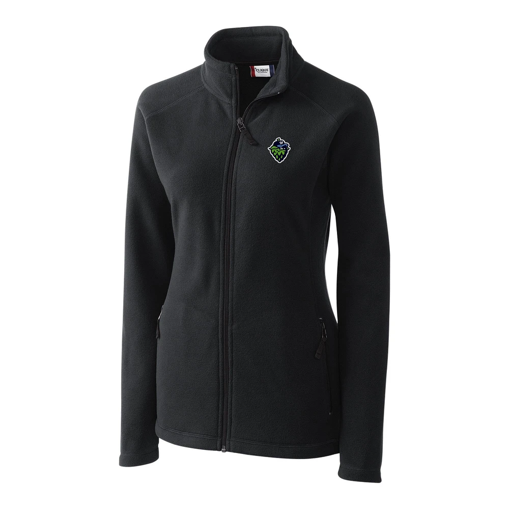 Women's Cutter & Buck Charcoal Hillsboro Hops Clique Summit Performance Fleece Raglan Full-Zip Jacket
