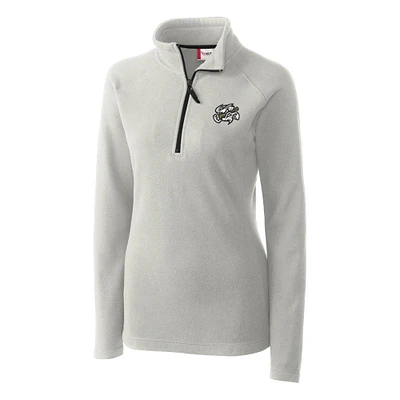 Women's Cutter & Buck Silver Omaha Storm Chasers Clique Summit Performance Fleece Half-Zip Pullover Jacket