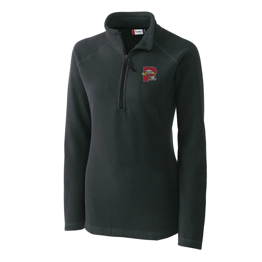 Women's Cutter & Buck Charcoal Portland Sea Dogs Clique Summit Performance Fleece Half-Zip Pullover Jacket