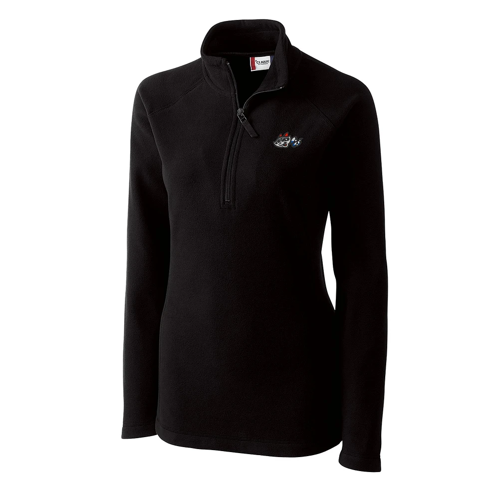 Women's Cutter & Buck Black Rocket City Trash Pandas Clique Summit Performance Fleece Half-Zip Pullover Jacket