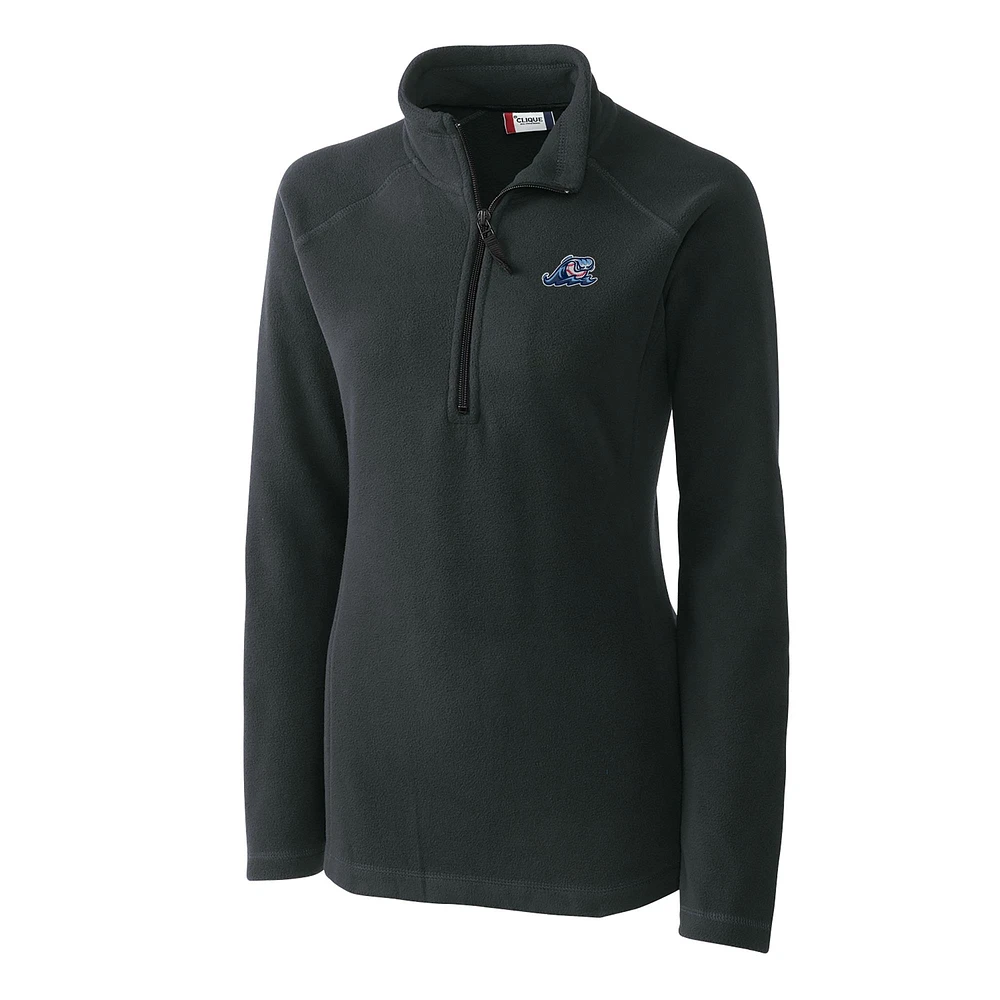 Women's Cutter & Buck Charcoal West Michigan Whitecaps Clique Summit Performance Fleece Half-Zip Pullover Jacket